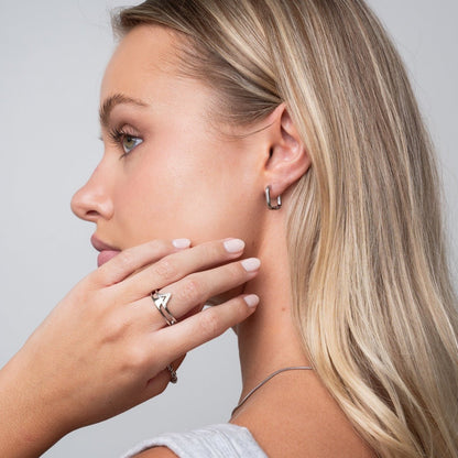 Squared Hoop Earrings – Silver Edition