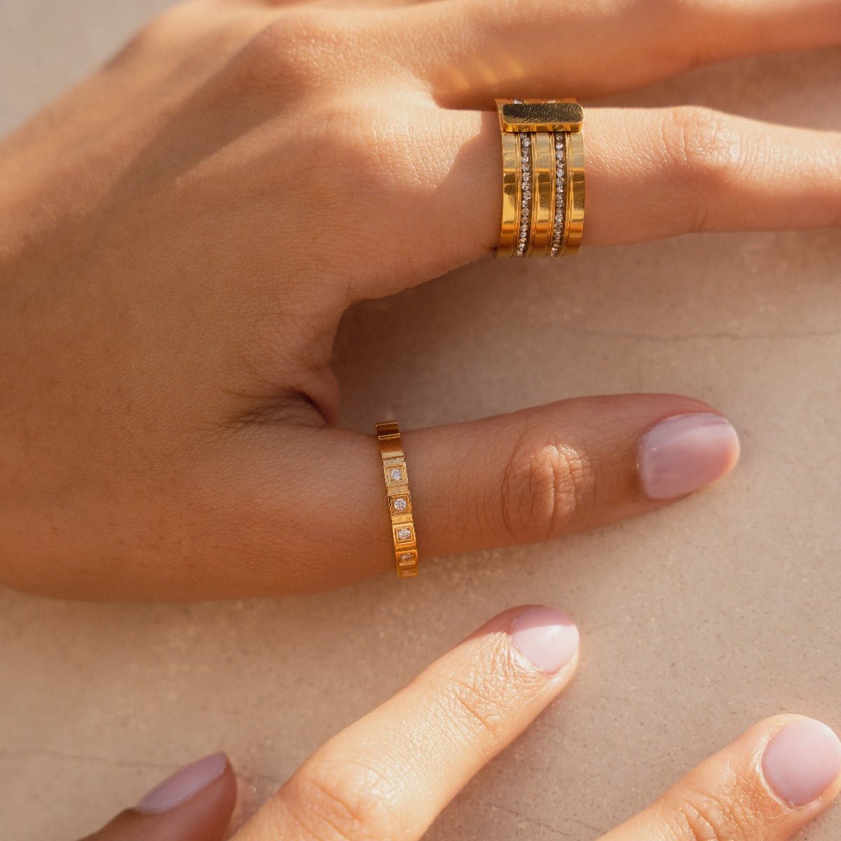 Gem Blocks Ring – 18K Gold Plated 