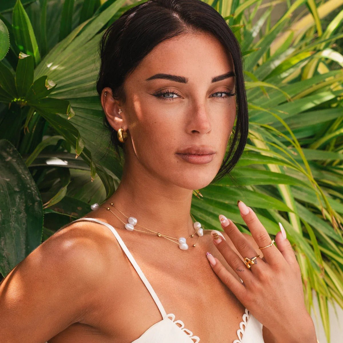 Elara Irregular Pearl Layered Necklace – 18K Gold Plated