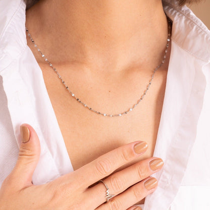 Fate Link Chain Necklace – Rhodium Plated Silver 