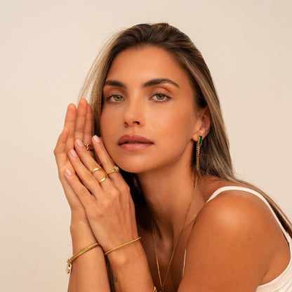 Emerald Chain Earrings – 18K Gold Plated 