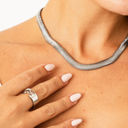 Gaia Mesh Choker Necklace - Silver 