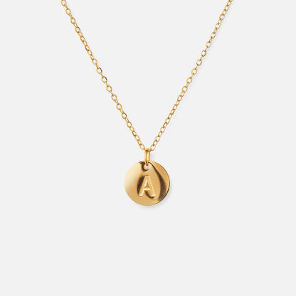 Round Initial Letter Necklace – 18K Gold Plated