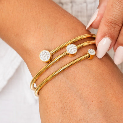 Lunara Spiral Crystal Bracelet – 18K Gold Plated | Rosarat