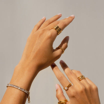 Caviar Stack Ring – 18K Gold Plated 