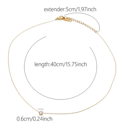 Minimalist Women's Necklace with Round Zirconia