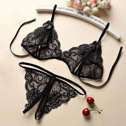 3-Piece Lingerie Set with Cutouts and Garter Belt