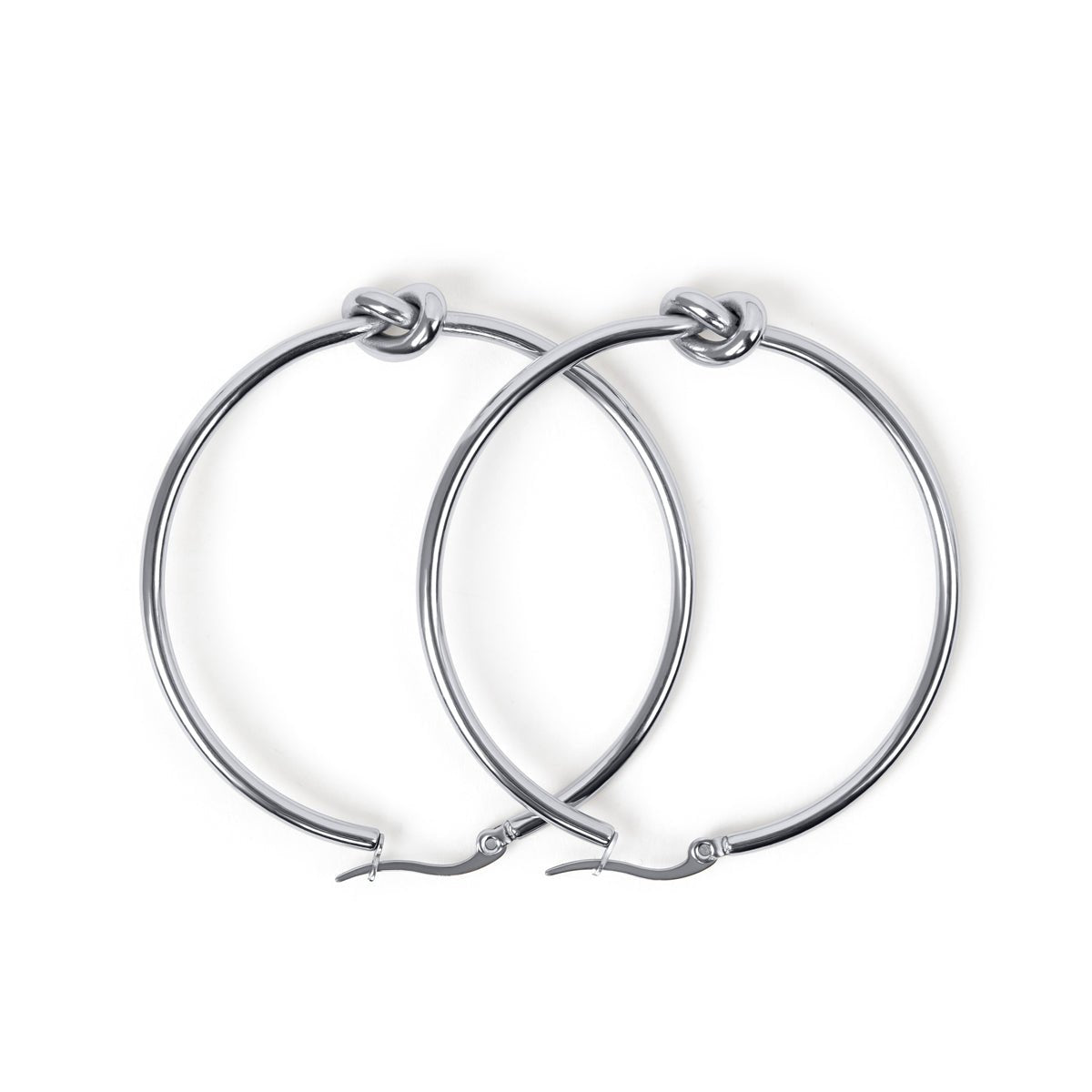 Knot Charm Hoop Earrings – Silver Edition