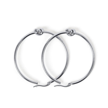 Knot Charm Hoop Earrings – Silver Edition