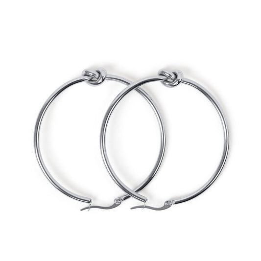 Knot Charm Hoop Earrings – Silver Edition