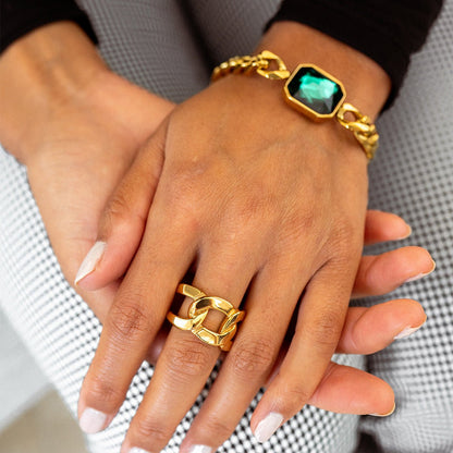 Embrace Double Link Ring – 18K Gold Plated 