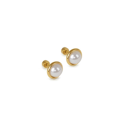 Elara Single Pearl Earrings – 18K Gold Plated