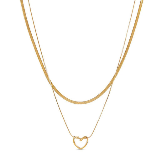 Amoura Heart Layered Necklace – 18K Gold Plated 