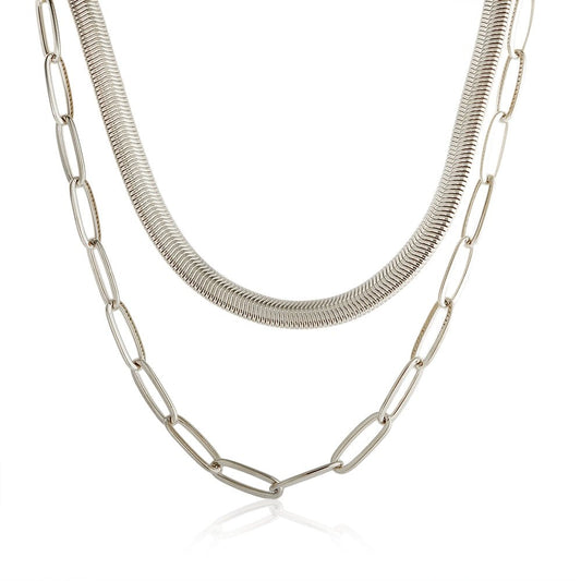 Antonela Layered Necklace – Silver Plated