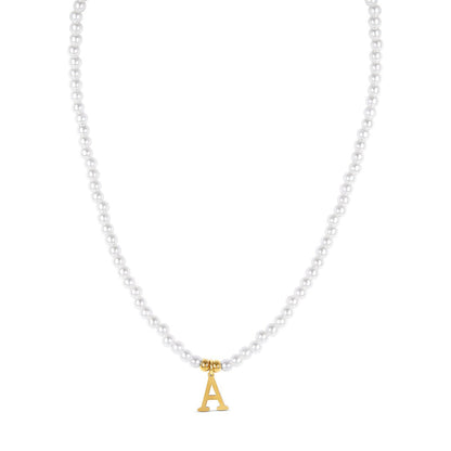 Lumine Pearl Initial Necklace – 18K Gold Plated
