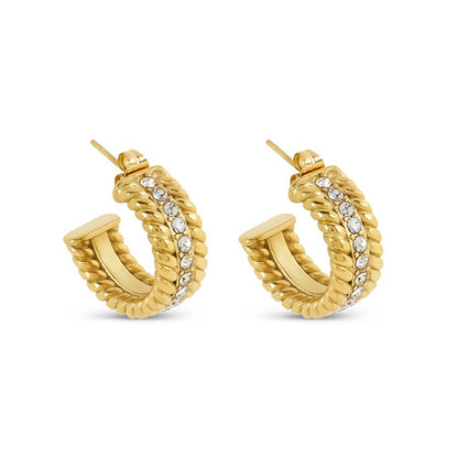 Date Hoop Earrings Plated in 18k Gold