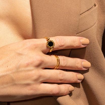 Roman Numeral Spinner Ring – 18K Gold Plated