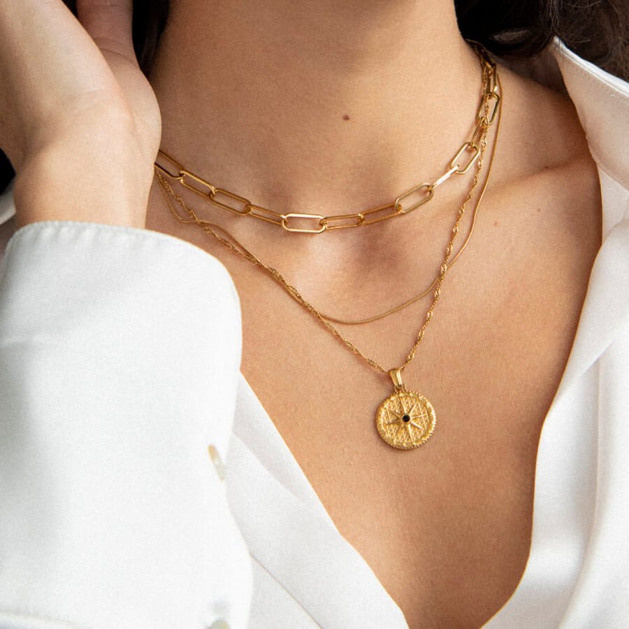 Compass Star Necklace – 18K Gold Plated