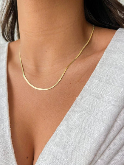 Slim Snake Chain Necklace – 18K Gold Plated (2mm)