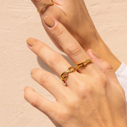 Adjustable Link Ring – 18K Gold Plated 