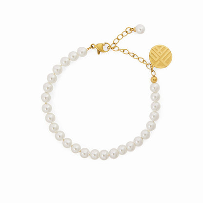 Pearl Charm Bracelet Plated in 18K Gold