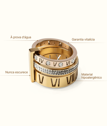 Triple Band Roman Ring – 18K Gold Plated 