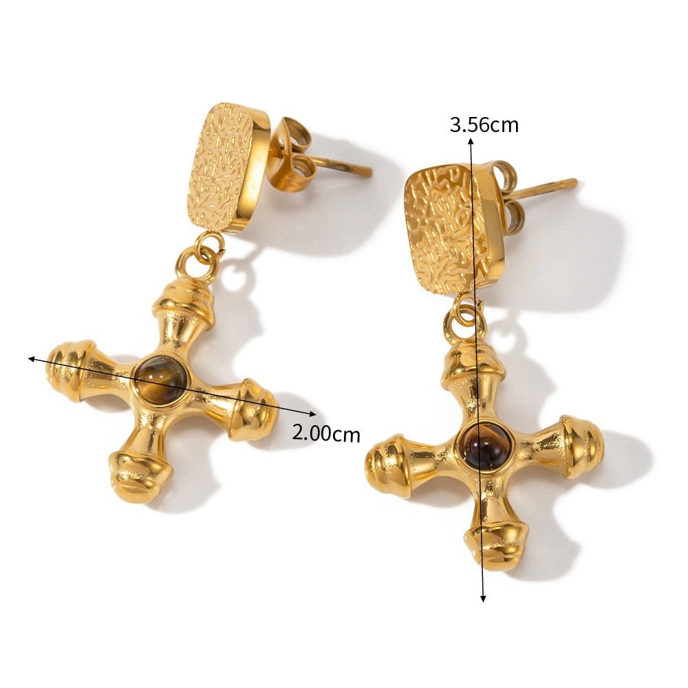 Eclipse Tiger Eye Earrings – 18K Gold Plated 