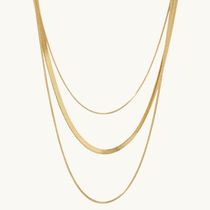 Triple Layer Snake Chain Necklace – 18K Gold Plated