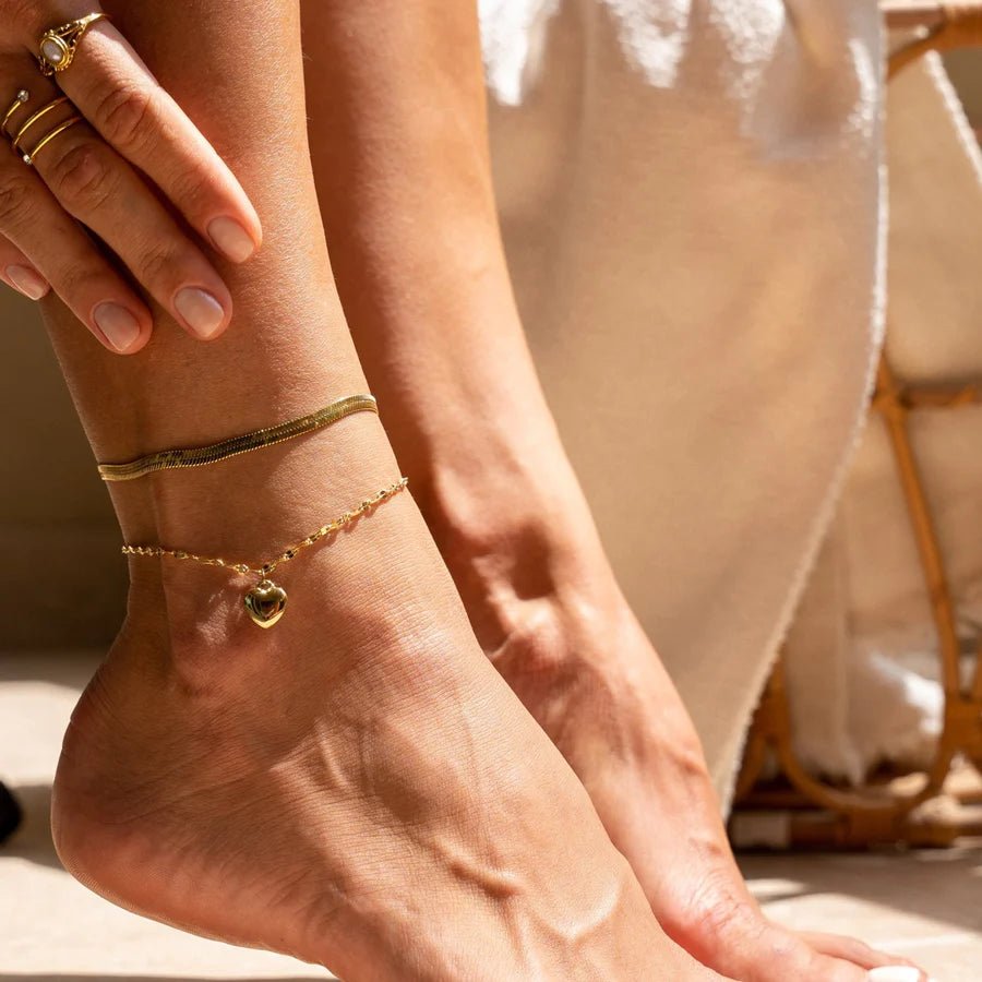 Amora Heart Anklet – 18K Gold Plated 
