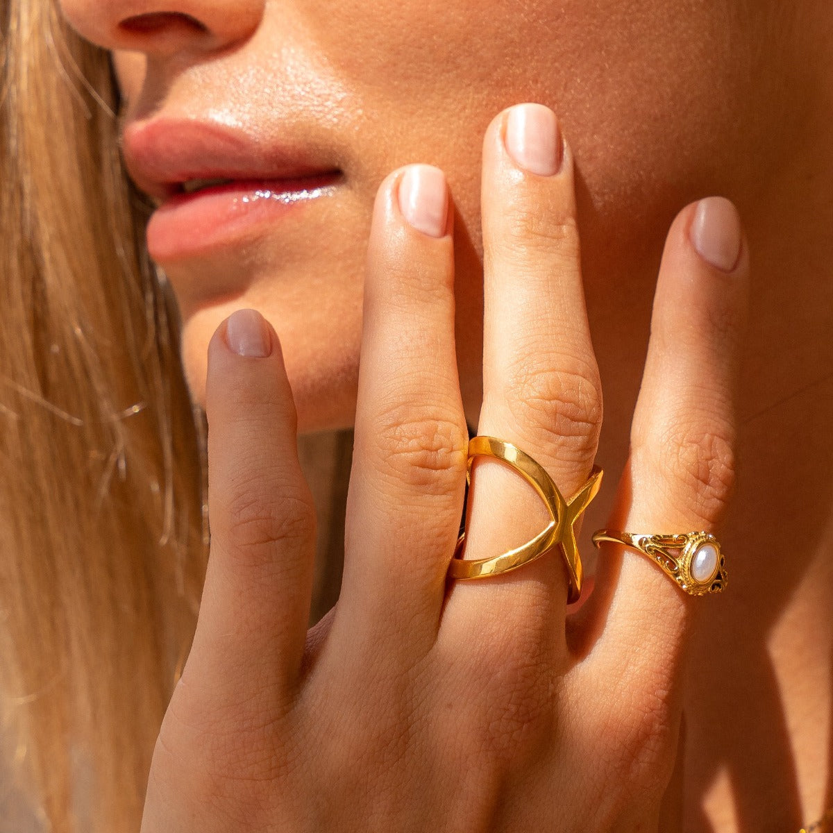 X Crossover Ring – 18K Gold Plated 