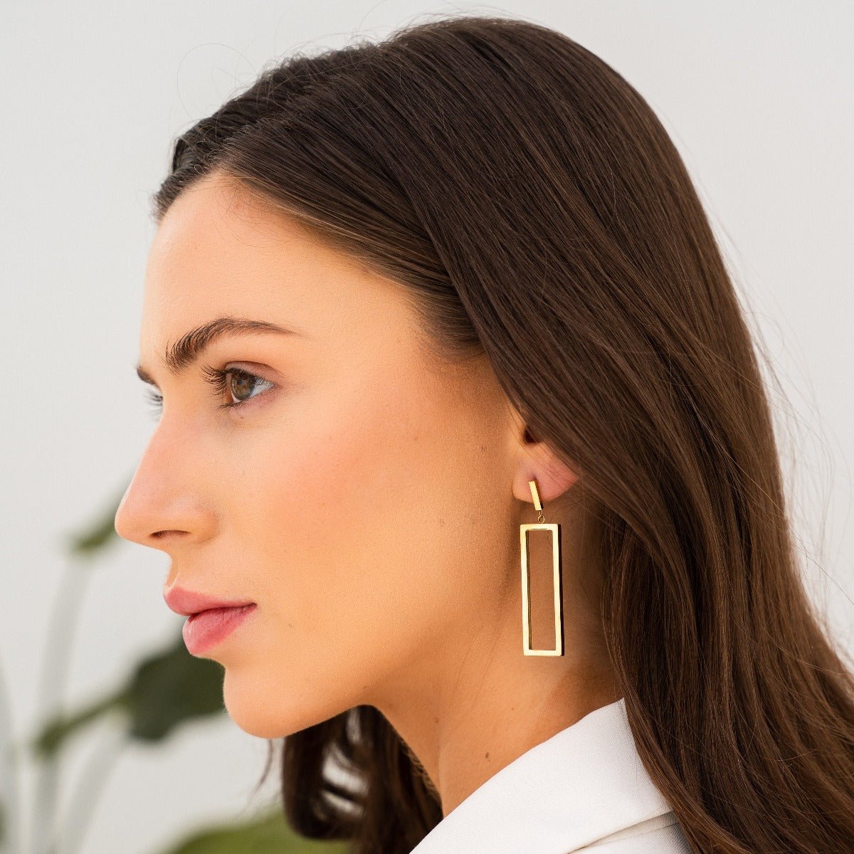 Arden Geometric Rectangle Earrings – 18K Gold Plated