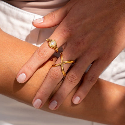 X Crossover Ring – 18K Gold Plated 