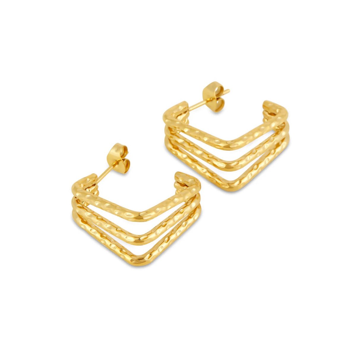 Amara Triple Curve Earrings – 18K Gold Plated