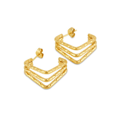Amara Triple Curve Earrings – 18K Gold Plated
