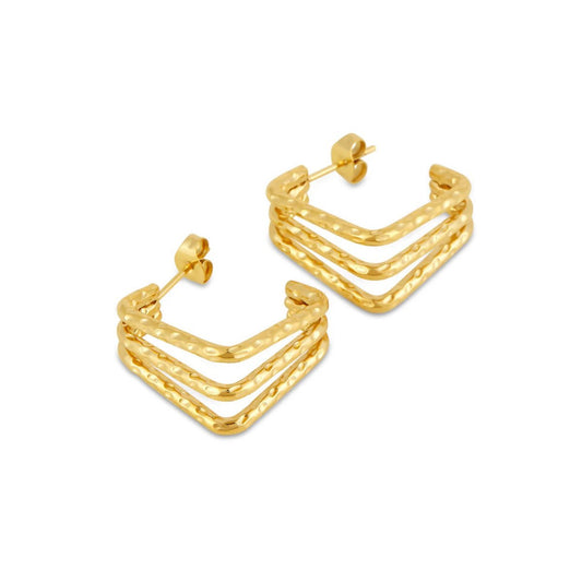 Amara Triple Curve Earrings – 18K Gold Plated