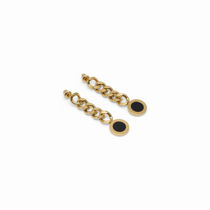 Noir Glam Chain Earrings – 18K Gold Plated