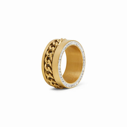 Zircon Link Ring – 18K Gold Plated 