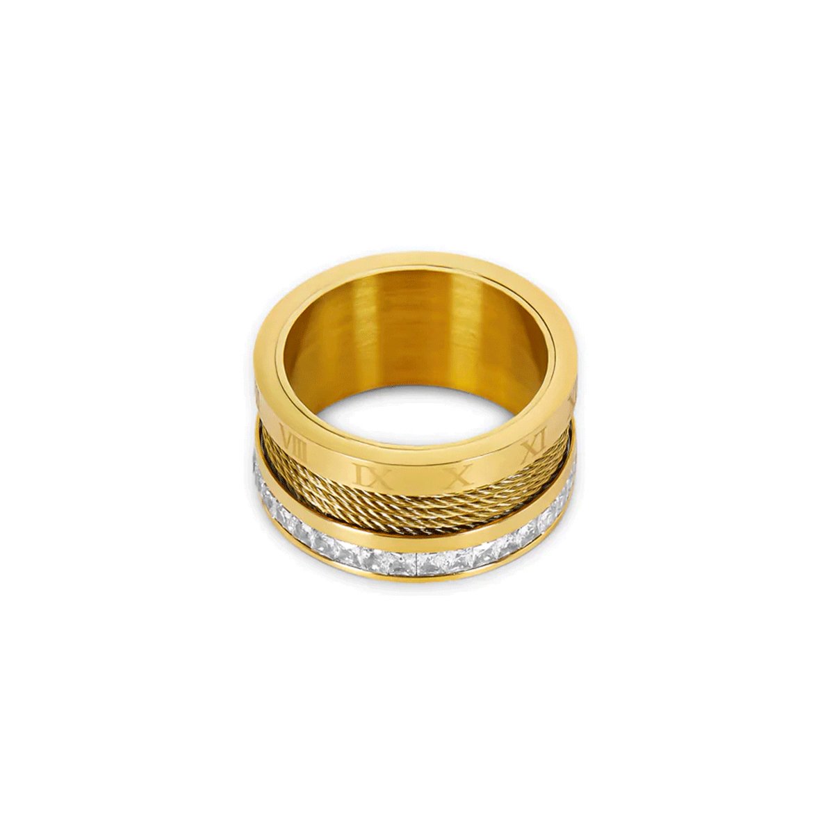 Wire &amp; Crystal Ring – 18K Gold Plated 