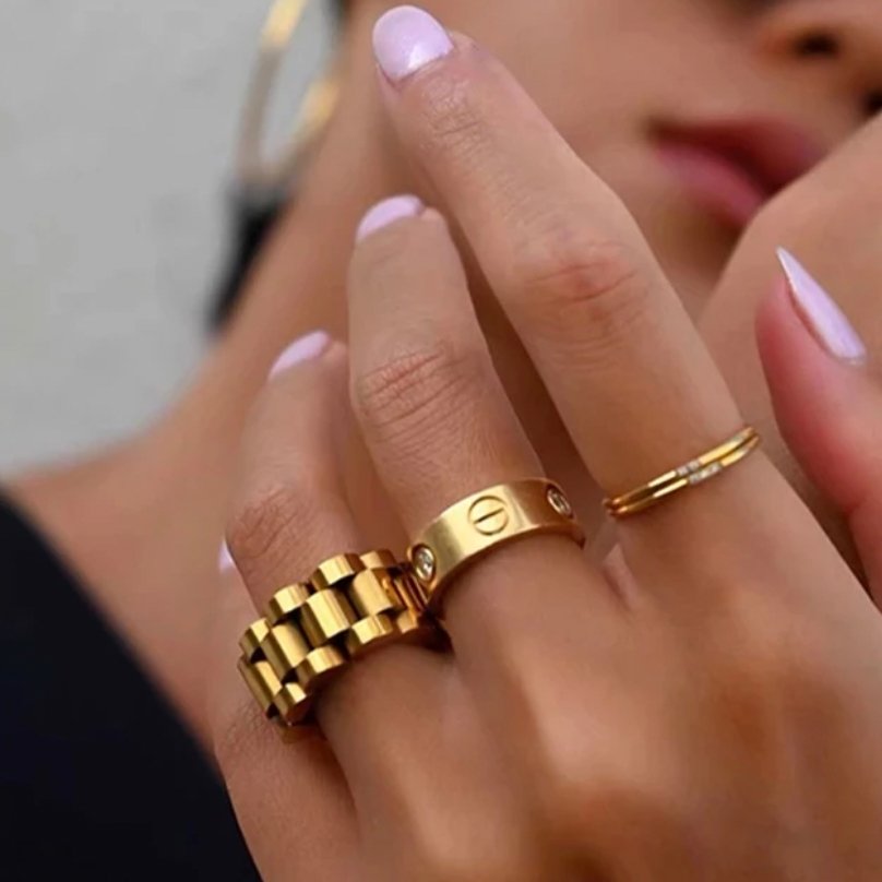 Beauty Bold Link Ring – 18K Gold Plated