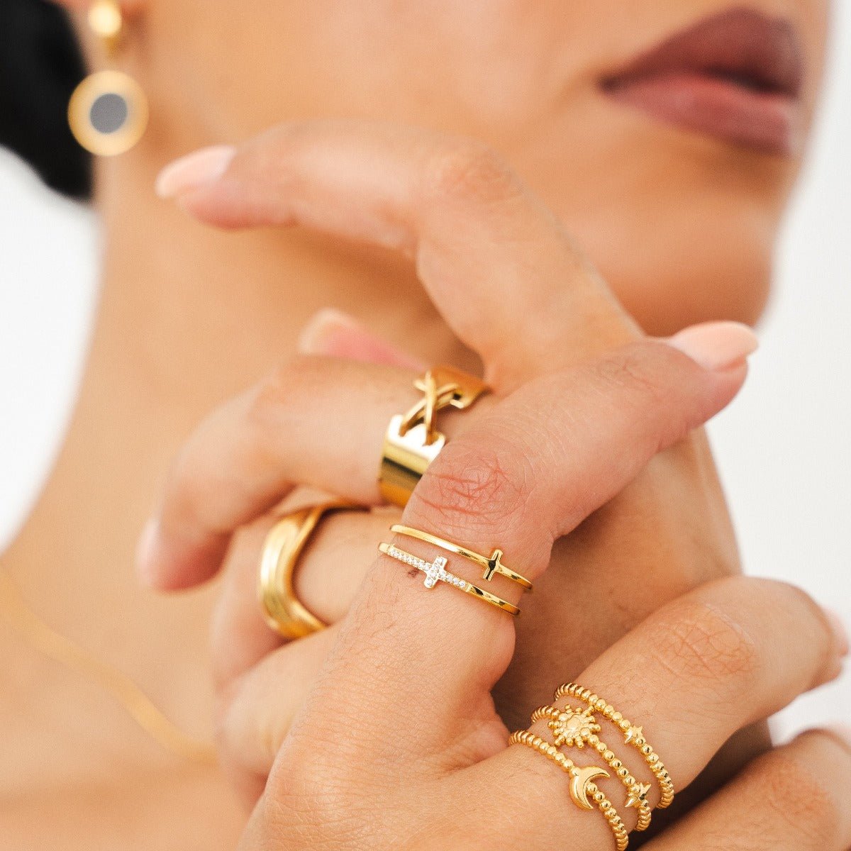 Faith Cross Ring – 18K Gold Plated