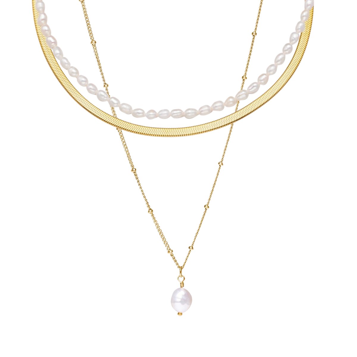 Noronha Triple Layer Necklace Set – 18K Gold Plated
