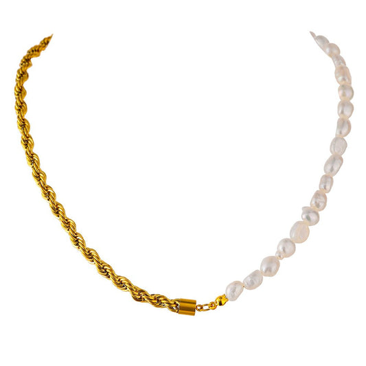 Bahia Pearl Chain Necklace – 18K Gold Triple Plated