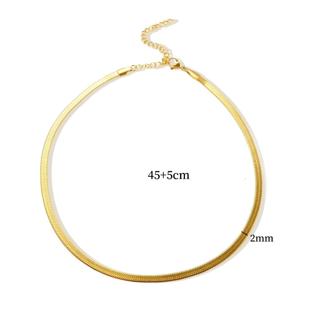 Slim Snake Chain Necklace 2mm – 18K Gold Plated