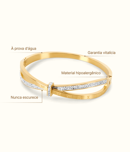 Roman Majesty Cuff – 18K Gold Plated with Zirconia | Rosarat 