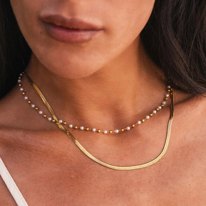Celeste Pearl Layered Necklace – 18K Gold Plated