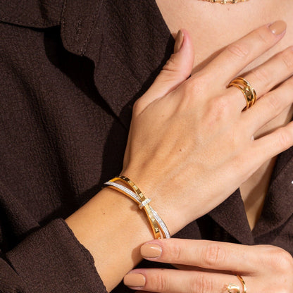 Roman Majesty Cuff – 18K Gold Plated with Zirconia | Rosarat 