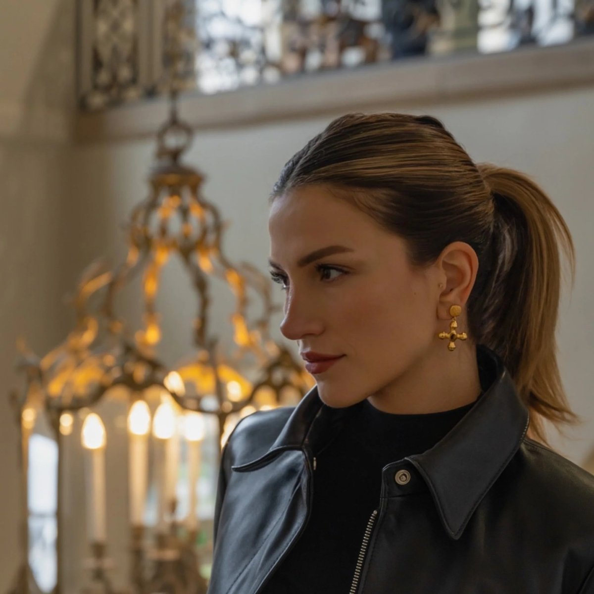 Eclipse Tiger Eye Earrings – 18K Gold Plated 