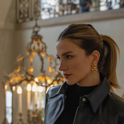 Eclipse Tiger Eye Earrings – 18K Gold Plated 