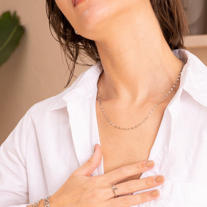 Fate Link Chain Necklace – Rhodium Plated Silver 