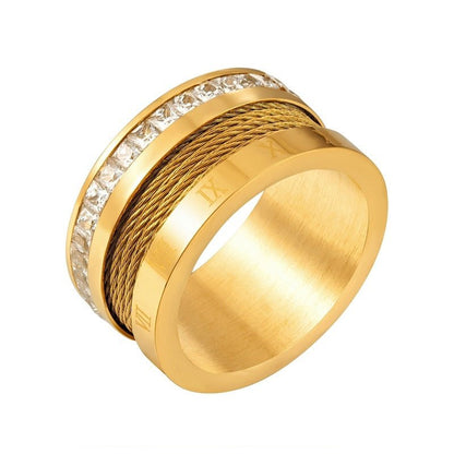 Wire &amp; Crystal Ring – 18K Gold Plated 